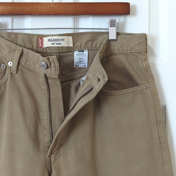 Levi's Y2K Vintage 550 Classic Relaxed Fit Straight Leg Jeans Tan Brown 34 x 32 - Picture 9 of 16